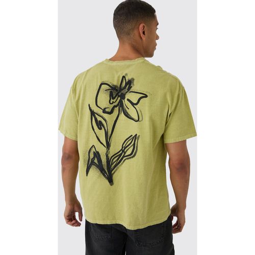 T-shirt cintré délavé fleuri - S - Boohooman - Modalova