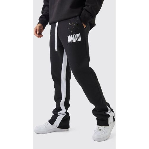 Jogging flare slim à taches de peinture - MAN - L - Boohooman - Modalova