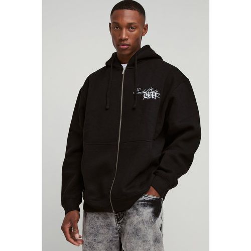 Sweat à capuche oversize zippé à broderie BM homme - S - Boohooman - Modalova