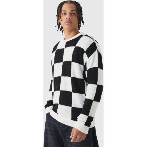 Pull en maille à col ras du cou et carreaux - XS - Boohooman - Modalova