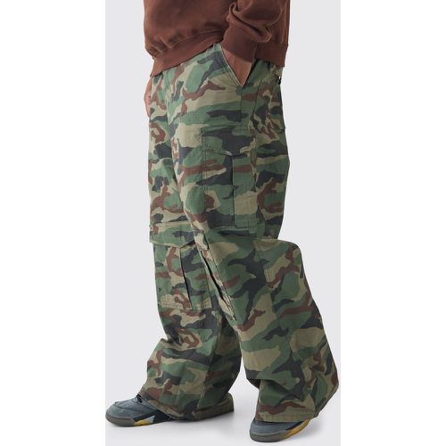 Grande taille - Pantalon cargo baggy en toile à imprimé camouflage - 38 - Boohooman - Modalova