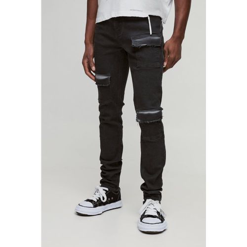 Jean cargo skinny délavé à poches multiples homme - 28R - Boohooman - Modalova