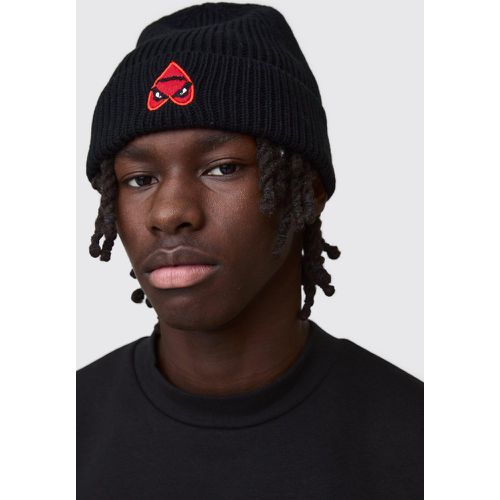 Bonnet côtelé à imprimé cœur - ONE SIZE - Boohooman - Modalova