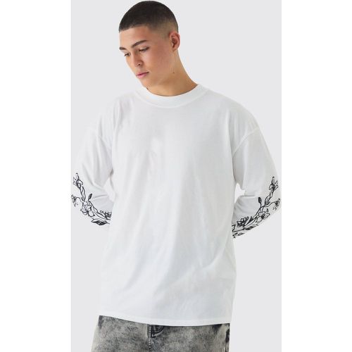 T-shirt oversize délavé fleuri - S - Boohooman - Modalova