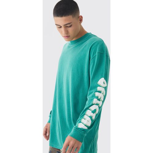 T-shirt oversize délavé à manches longues - Official - S - Boohooman - Modalova