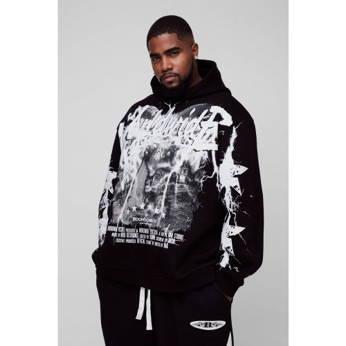 Grande taille - Sweat à capuche oversize à imprimé Worldwide - XXXXXL - Boohooman - Modalova