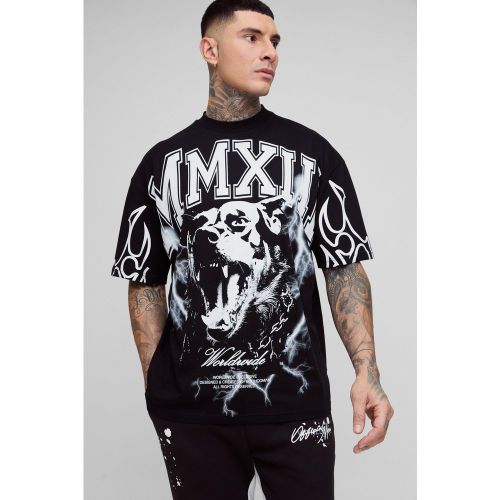 Tall - T-shirt oversize imprimé à col montant - 2XL - Boohooman - Modalova