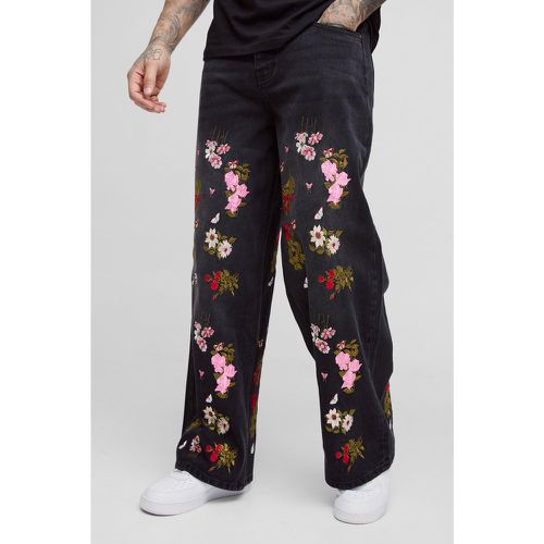 Tall - Jean baggy fleuri - 30 - Boohooman - Modalova