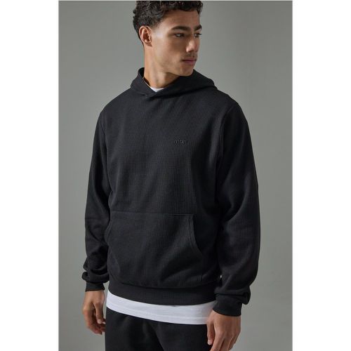 Sweat à capuche droit en tissu gaufré - MAN homme - M - Boohooman - Modalova