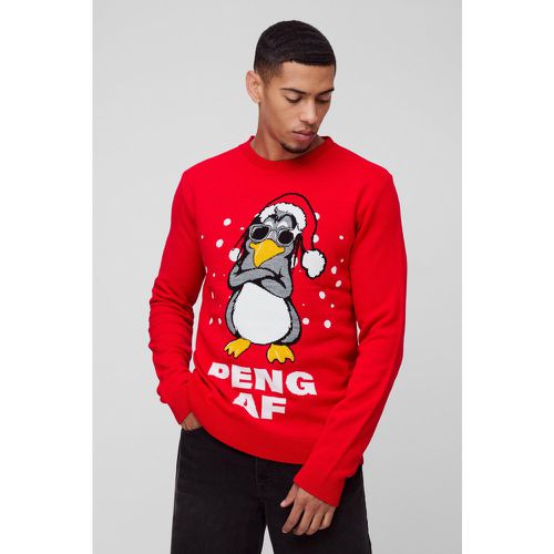 Pull de Noël à imprimé Peng - S - Boohooman - Modalova