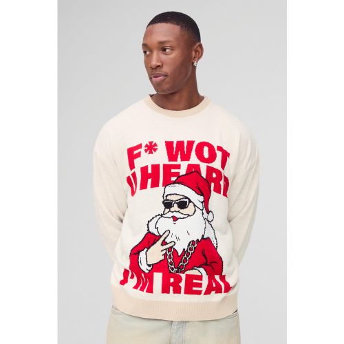 Pull de Noël oversize à imprimé abstrait - S - Boohooman - Modalova