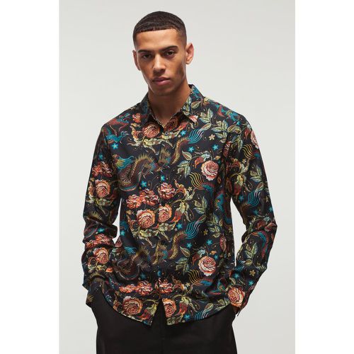 Chemise à manches longues et imprimé dragon - S - Boohooman - Modalova