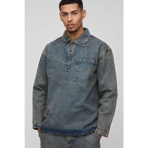 Chemise de rugby oversize en jean - S - Boohooman - Modalova