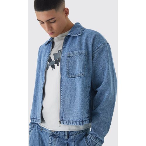 Veste Harrington en jean homme - S - Boohooman - Modalova