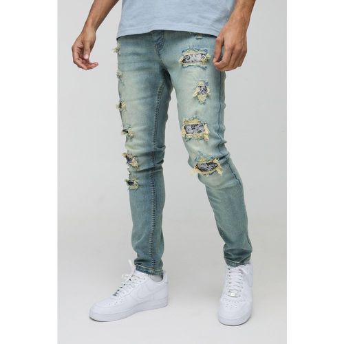 Jean skinny délavé déchiré et réparé - 28R - Boohooman - Modalova