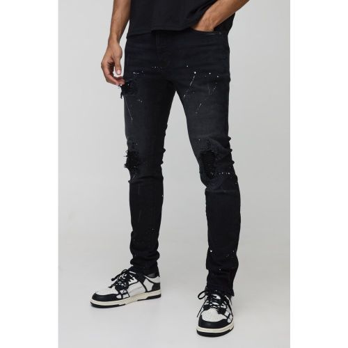 Jean skinny déchiré et réparé à taches de peinture - 34R - Boohooman - Modalova