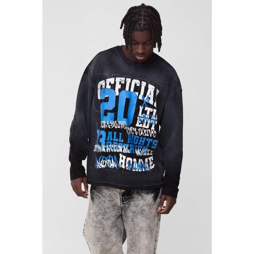 T-shirt oversize délavé à manches longues - Official - S - Boohooman - Modalova