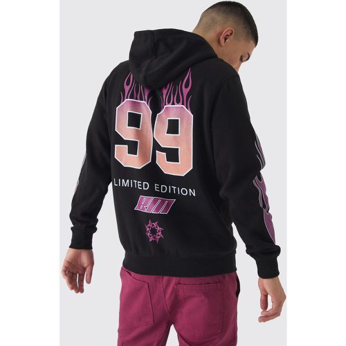 Sweat à capuche zippé à imprimé flammes - S - Boohooman - Modalova