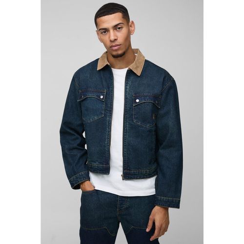 Veste oversize côtelée en jean homme - S - Boohooman - Modalova