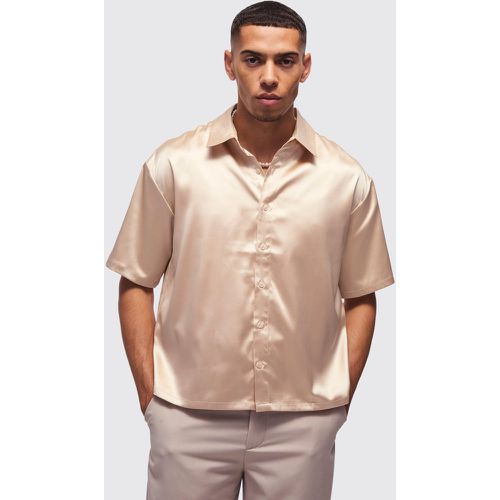 Chemise oversize satinée à manches courtes - S - Boohooman - Modalova