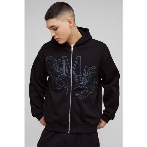 Sweat à capuche oversize zippé à écussons - S - Boohooman - Modalova