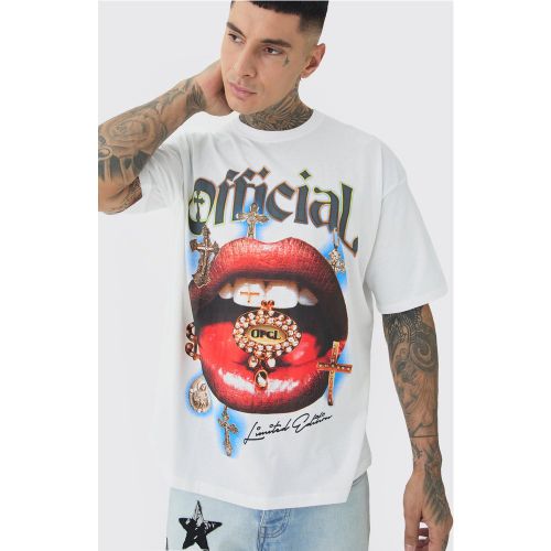 Tall - T-shirt oversize à imprimé lèvres - Official - S - Boohooman - Modalova