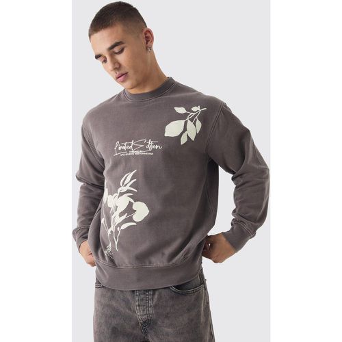 Sweat délavé fleuri homme - L - Boohooman - Modalova