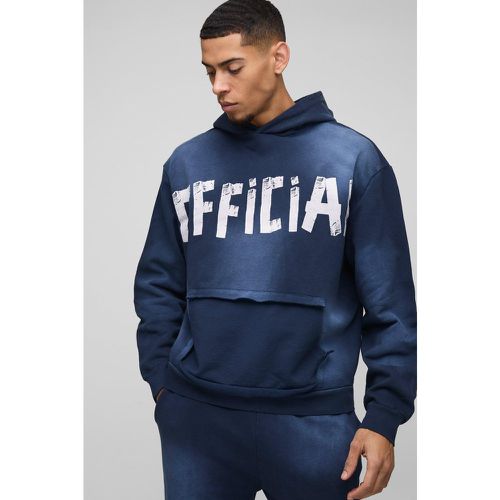 Sweat à capuche oversize déchiré - Official - S - Boohooman - Modalova