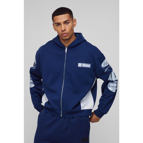 Sweat à capuche oversize zippé à soufflet - L - Boohooman - Modalova