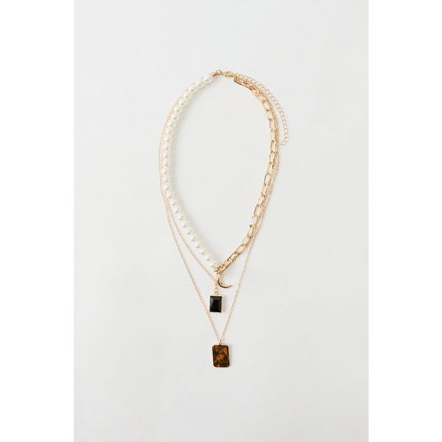 Collier à chaînes superposées et perles - ONE SIZE - Boohooman - Modalova