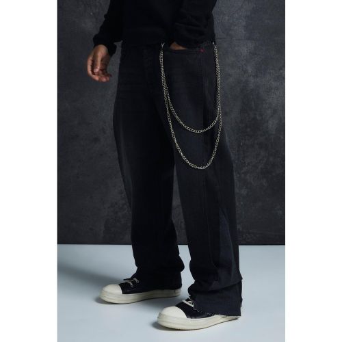 Jean large en denim à empiècements contrastants - 32R - Boohooman - Modalova