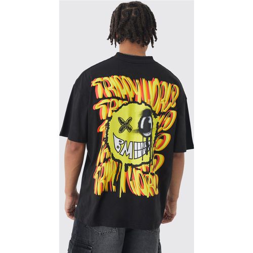 T-shirt oversize imprimé smiley - M - Boohooman - Modalova