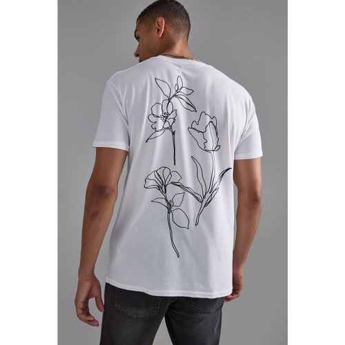 Slim Floral Stencil Print T-shirt - Boohooman - Modalova