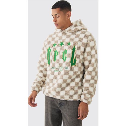 Sweat à capuche oversize en polaire imprimé à carreaux - L - Boohooman - Modalova
