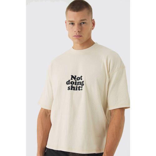 T-shirt oversize côtelé à slogan - S - Boohooman - Modalova