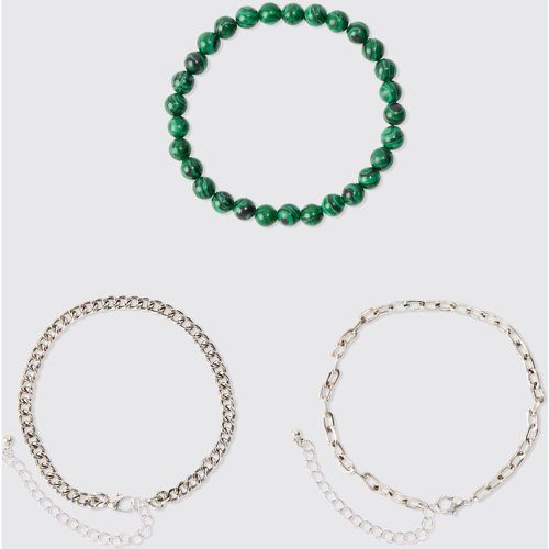 Lot de 3 bracelets en chaîne et perle - ONE SIZE - Boohooman - Modalova