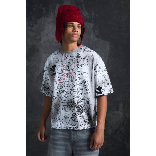 T-shirt oversize délavé imprimé - L - Boohooman - Modalova