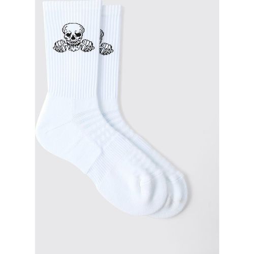 Chaussettes de sport à imprimé crâne - MAN Active - ONE SIZE - Boohooman - Modalova