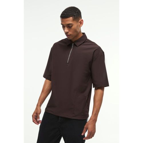 Chemise oversize à col zippé et élastique - S - Boohooman - Modalova