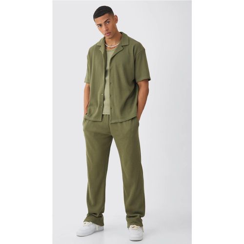 Ensemble oversize gaufré avec chemise et jogging - S - Boohooman - Modalova