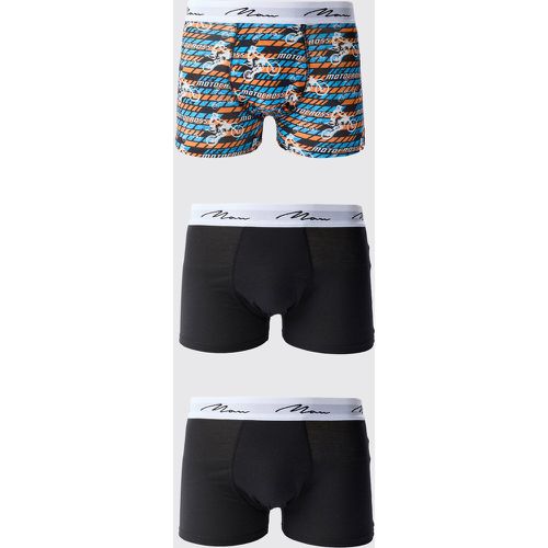 Lot de 3 boxers à imprimé moto cross - S - Boohooman - Modalova