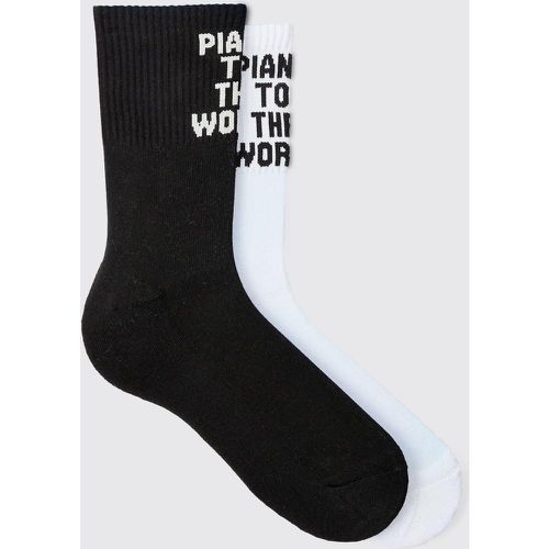 Lot de 2 paires de chaussettes à slogan - ONE SIZE - Boohooman - Modalova