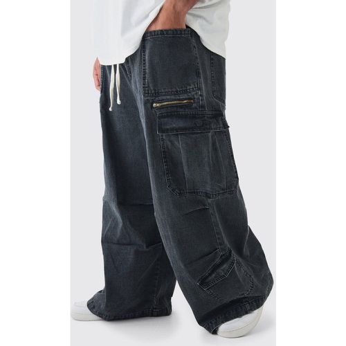 Grande taille - Jean cargo délavé à taille élastiquée - 38 - Boohooman - Modalova