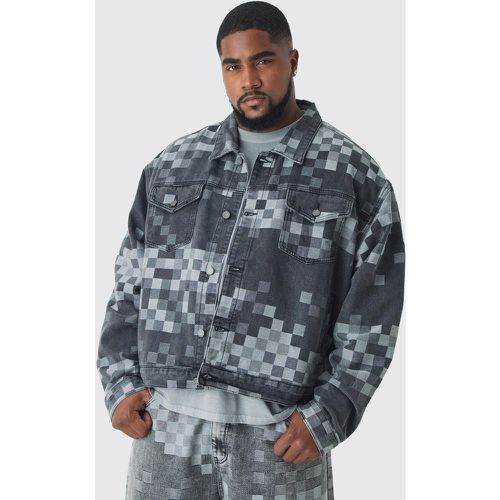 Grande taille - Veste en jean à carreaux homme - XXXXXL - Boohooman - Modalova