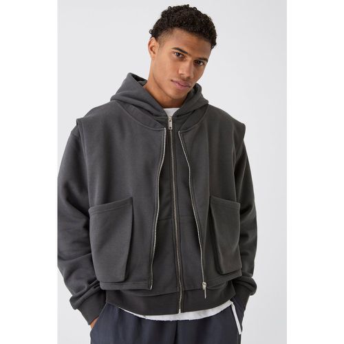 Veste oversize zippée à capuche - S - Boohooman - Modalova