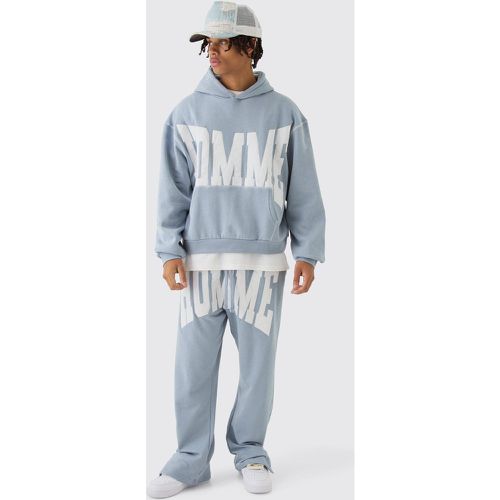 Oversized Boxy Twill Applique Contrast Stitch Hooded Tracksuit - XL - Boohooman - Modalova