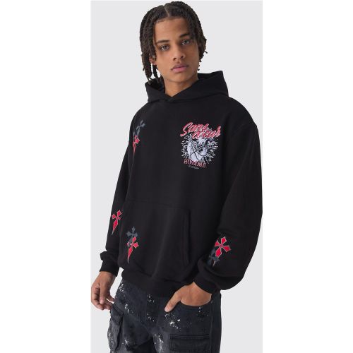 Sweat à capuche oversize imprimé en jersey - L - Boohooman - Modalova