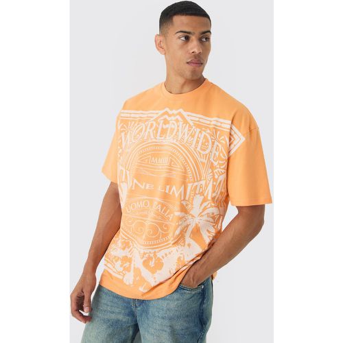 T-shirt oversize délavé imprimé - S - Boohooman - Modalova