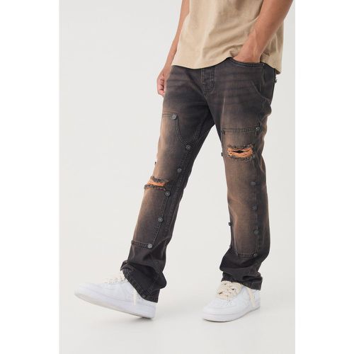 Jean charpentier slim flare délavé - 28R - Boohooman - Modalova