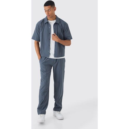 Ensemble oversize technique avec chemise stretch et pantalon droit - S - Boohooman - Modalova